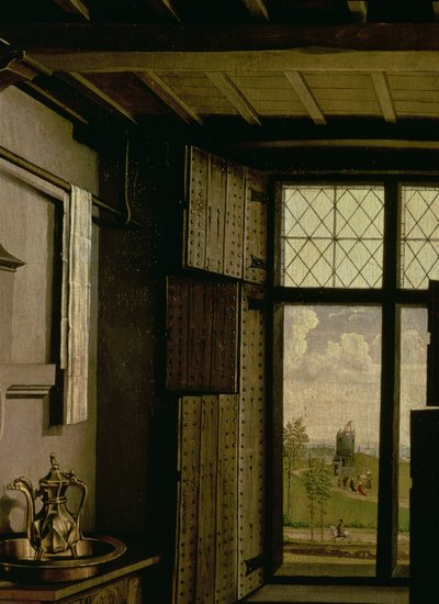 Detail of the Window, from the St. Barbara wing of the Werl Altarpiece by Master of Flémalle
